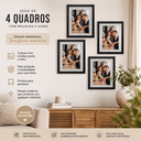 Ver imagem 2 de Kit com 04 Porta Retrato 25x30 com Paspatur para Foto 20x25 com Vidro: Preto/Parede (Gancho Móvel)