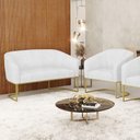 Ver imagem 2 de Sofá Namoradeira e Poltrona Base Industrial Dourado Stella Corano D03 - D'Rossi Cor Branco