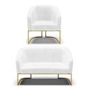 Ver imagem 4 de Sofá Namoradeira e Poltrona Base Industrial Dourado Stella Corano D03 - D'Rossi Cor Branco