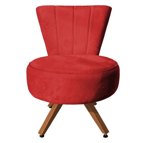 Poltrona Decorativa Royal Base Giratória de Madeira Slk Decor Vermelho
