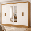 Ver imagem 1 de Guarda-Roupa Casal 100% MDF 6 Portas 2 Gavetas Jatobá Yescasa Cinamomo/Off White
