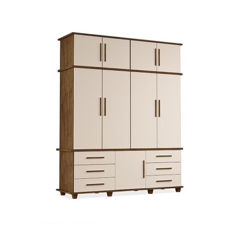 Guarda Roupa Casal Mabel 9 Portas 6 Gavetas MDF Malbec-Off White Casah