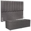 Ver imagem 1 de Kit Cabeceira Cama Box Casal King 195cm com Calçadeira Baú Dália W01 Linho Cinza Escuro - Lyam