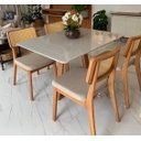 Ver imagem 3 de Conjunto 02 Cadeiras de Jantar Alice Madeira Maciça Encosto Tela Ratan Linho Bege