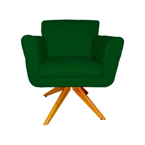 Poltrona Decorativa Isabela em Tressê Pés Madeira Giratório Suede Verde - Ds Estofados