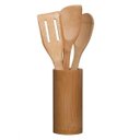Ver imagem 1 de Conjunto Espátulas com Porta Utensílios 4 pç em bambu - Yoi