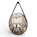 Ver imagem 1 de Espelho de Parede em Metal e Couro Decorativo Ø 40cm