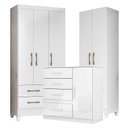 Ver imagem 1 de Guarda Roupa Infantil Lima com Cômoda Vênus e Armário Multiuso New Íris Branco Brilho – Moval