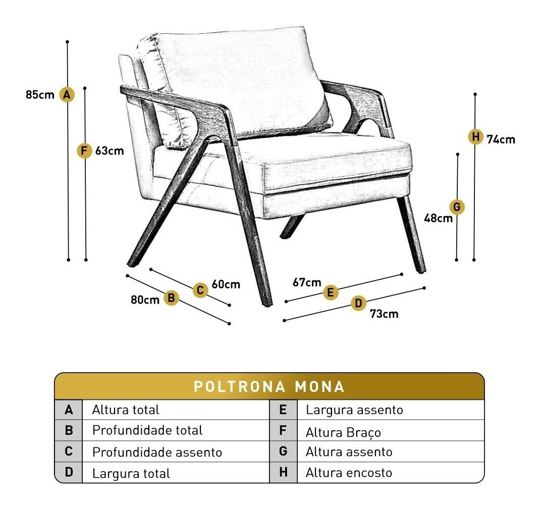 Kit 2 Poltronas Decorativa Mona Madeira Maciça-linho Bege - 2