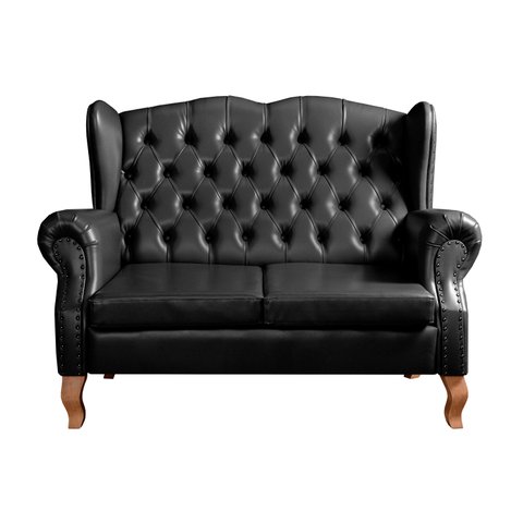 Namoradeira Chesterfield Imperador Sofá Vintage Capitonê - Couríssimo Preto