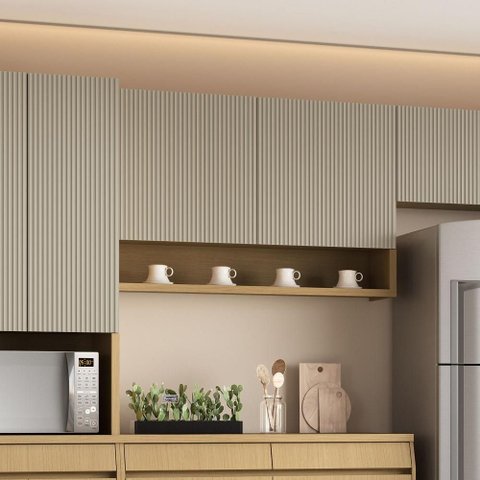 Armário Aéreo Modular 2 Portas Nesher Simone Mendes 120cm Mdf Carvalho/greige
