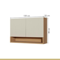 Armário Aéreo Modular 2 Portas Nesher Simone Mendes 120cm Mdf Carvalho/greige - 5