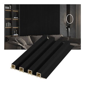 Kit 20 Painel Ripado Prime Madeira Pvc Preto Fosco 2,9mx16cm