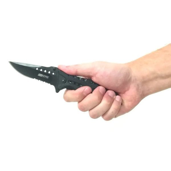 Canivete NTK Tático com design discreto possui corta cinto e quebra-vidros Rescue - 4