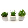 Kit 3 Mini Suculentas Artificiais Vaso Branco - 1