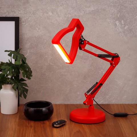 Luminária de Mesa Abajur Desk Vermelho com Led para Leitura, Quartos, Escritório e Escrivaninhas 3d