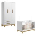 Ver imagem 1 de Berço Americano 4315 e Guarda Roupa 4340 Q Encanto Slim Branco Acetinado - Qmovi