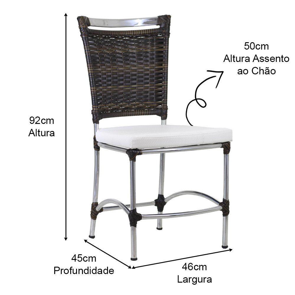 Cadeira em Alumínio e Fibra Sintética JK para Cozinha, Edícula - Pedra Ferro - 3