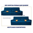 Ver imagem 5 de Sofá Retrátil Reclinável 3,00m Albany Suede Velut Azul Marinho Molas Ensacadas - King House