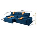 Ver imagem 3 de Sofá Retrátil Reclinável 3,00m Albany Suede Velut Azul Marinho Molas Ensacadas - King House
