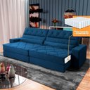 Ver imagem 1 de Sofá Retrátil Reclinável 3,00m Albany Suede Velut Azul Marinho Molas Ensacadas - King House