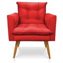 Ver imagem 5 de Kit 2 Poltronas e Namoradeira 2 Lugares Olivia Suede Vermelho Pés Palito Castanho - Pallazio