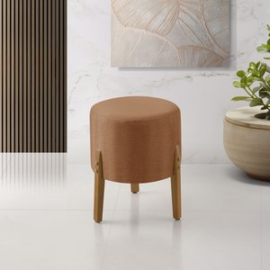 Puff Decorativo Catânia 3 Pés Madeira Maciça Linho Terracota