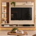 Ver imagem 3 de Painel para TV até 55 Polegadas 160 cm Espelho e Lateral Ripada - Off White/Naturale