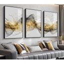 Ver imagem 1 de Quadros Trio Abstratos Dourado