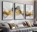 Ver imagem 1 de Quadros Trio Abstratos Dourado