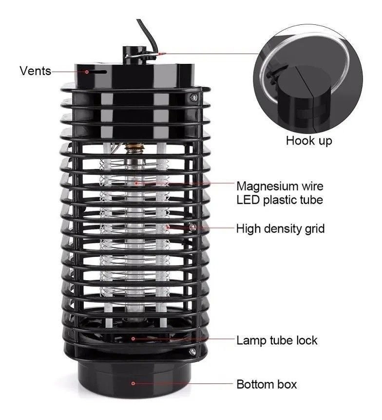 Armadilha Mata Mosquito Pega Inseto Led Luz Choque Eletrico Bivolt - 5