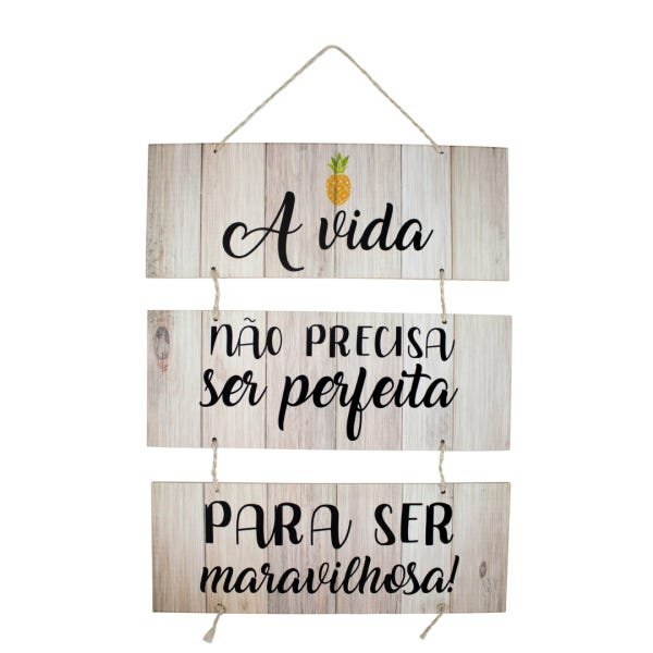 Placa Decorativa Frases A Vida Com Corda 70x40 Cm - 1