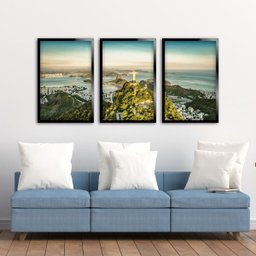 Kit 3 Quadros Decorativos Mosaico Cidade Rio de Janeiro - 1