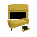 Ver imagem 1 de Jogo Cabeceira Geovana + Calçadeira Fênix Casal 140cm Suede Amarelo - LM DECOR