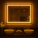 Ver imagem 2 de Espelho Retangular Moderno Jateado LED 3 Cores 40x80 cm Touch
