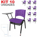 Ver imagem 2 de Cadeira Universitária Plástica Roxa com Porta Livros 10 Unidades - Ultra Móveis