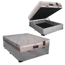 Ver imagem 1 de Cama Box Baú Casal Conforto Suede Cinza + Colchão Casal Conforto Espuma D33 Com EPS 28x138x188