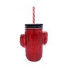 Copo Vidro Vermelho Cactos 450ml - 1