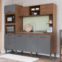 Ver imagem 2 de Cozinha Melyna 7 Portas 2 Gavetas Nichos para Forno - Casajá - Freijo/cinza