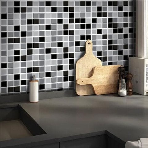 Adesivo Destacável Pastilha Mix 3D Preto - 15 x 15cm - 36 unidades