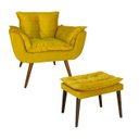 Ver imagem 1 de Poltrona E Puff Opala Pés Palito Suede Amarelo - LM DECOR