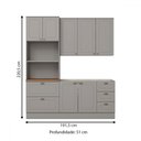 Ver imagem 4 de Cozinha Completa Americana 7 Portas 5 Gavetas 100% Mdf Cinza/nature - Henn