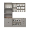 Ver imagem 3 de Cozinha Completa Americana 7 Portas 5 Gavetas 100% Mdf Cinza/nature - Henn