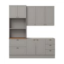 Ver imagem 2 de Cozinha Completa Americana 7 Portas 5 Gavetas 100% Mdf Cinza/nature - Henn