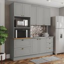Ver imagem 1 de Cozinha Completa Americana 7 Portas 5 Gavetas 100% Mdf Cinza/nature - Henn