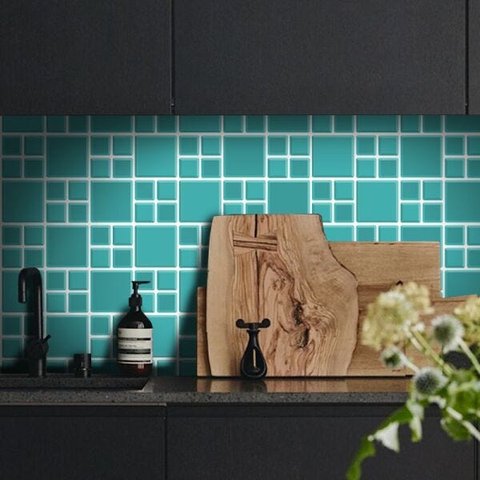 Adesivo Destacável Pastilha Big Turquesa - 10 x 10cm - 90 unidades