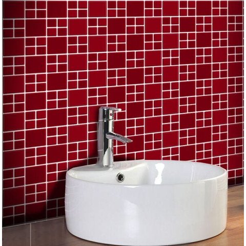 Adesivo Destacável Pastilha Big Vermelho Escuro - 20 x 20cm - 18 unidades