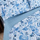 Ver imagem 3 de Kit Cobre Leito Colcha Casa Scarpa Belle King Estampado Dupla Face 400 Fios 3 Peças Florido Azul - 1