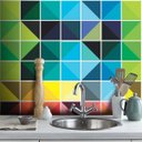 Ver imagem 1 de Papel de Parede Azulejo Triângulo - Várias Cores - Prisma