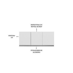 Módulo Armário Aéreo P- Cozinha Andreia 120cm C- 3 Portas - 2
